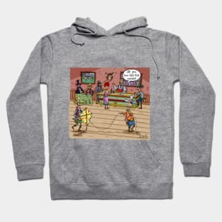 Cowboys flying a kite in a wild west saloon. Hoodie